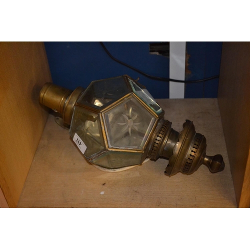 411 - Brass and glass wall lantern.