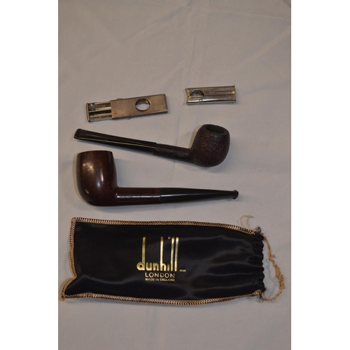 490 - Dunhill Shell Briar 112 pipe with white spot (2 S) with pouch, together with an 