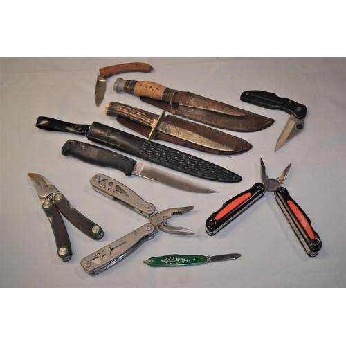 494 - Six various folding knives & three hunting knives