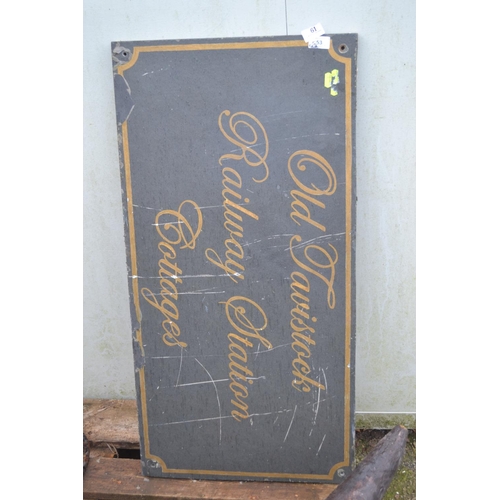 61 - Nice piece of slate for sign writing. 91cm x 46cm