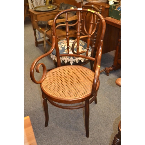 872 - Cane seated bentwood carver chair