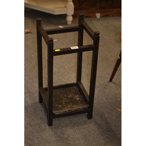 916 - Wooden umbrella stand with tray, height 59cm