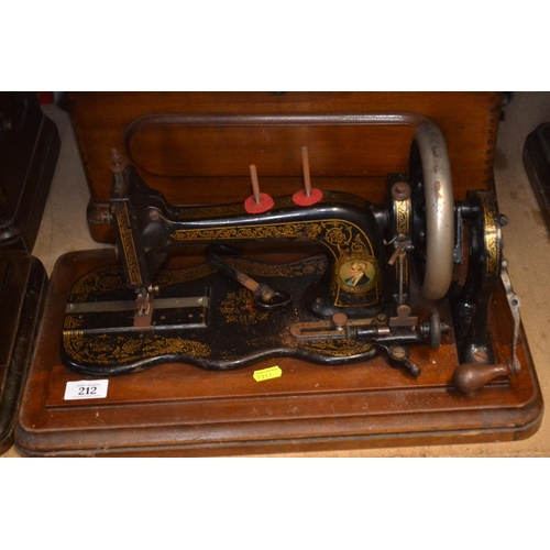 212 - Manual Bradbury sewing machine with case