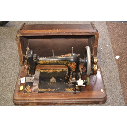 213 - Manual Bradbury 'Soeze' model sewing machine with case