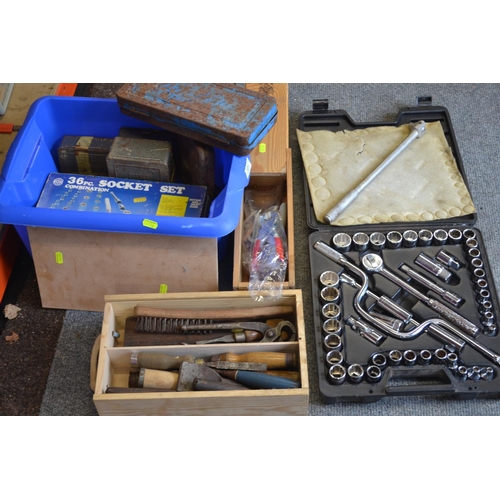 223 - Blue box of tools inc. socket sets