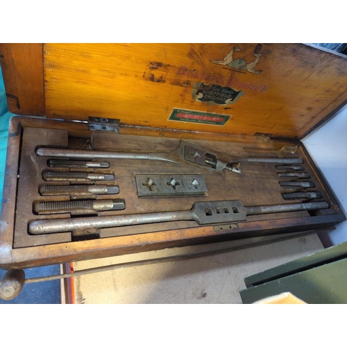 210 - Mixed metalware & tools inc. expanding reamers & large tap + die set