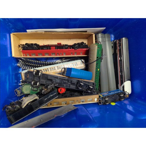 645 - Box of assorted loose and boxed 00 gauge rolling stock, intercity engines, track etc..,