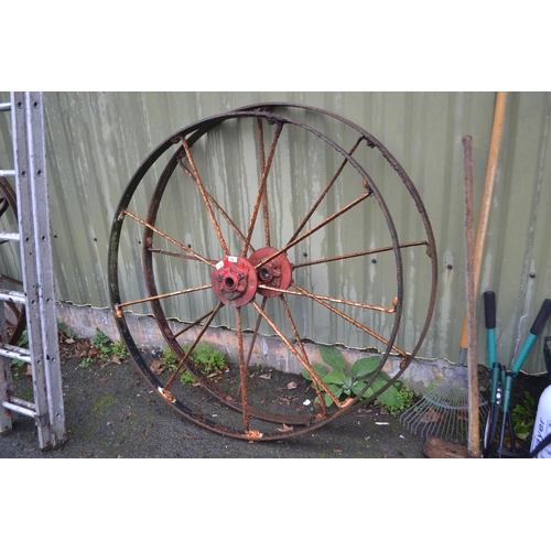 13 - Pair of large cart wheels 133cm diameter