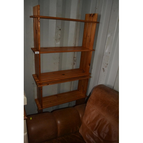 144 - 2 pine shelf units. H80cm