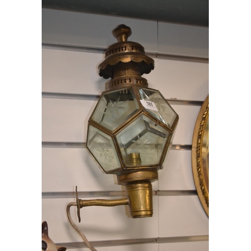 181 - Brass and glass wall lantern.