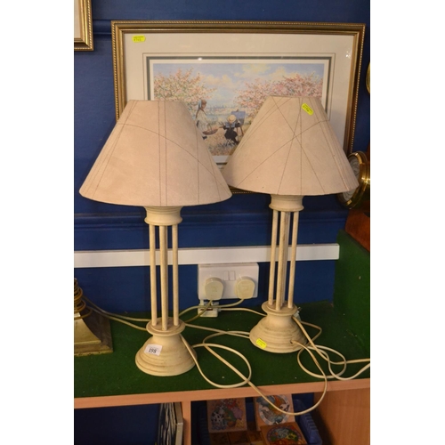 198 - Pair of BHS table lamps with shades, overall height 54cm