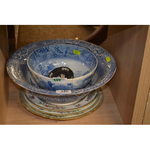 246 - Selection of ceramics including, blue and white bowls and 3 oriental plates.