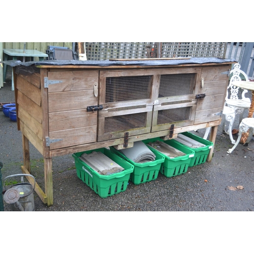 37 - Large wooden rabbit/pet hutch. Dim, W196 X D 72 X H102 CM