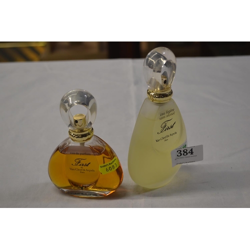 384 - Two bottles of Van Cleef & Arpels First, one alcohol free 100ml, the other 60ml, both part-fille... 