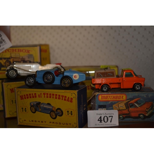 407 - Collection of mixed Matchbox cars and trucks inc, 66 ford transit.