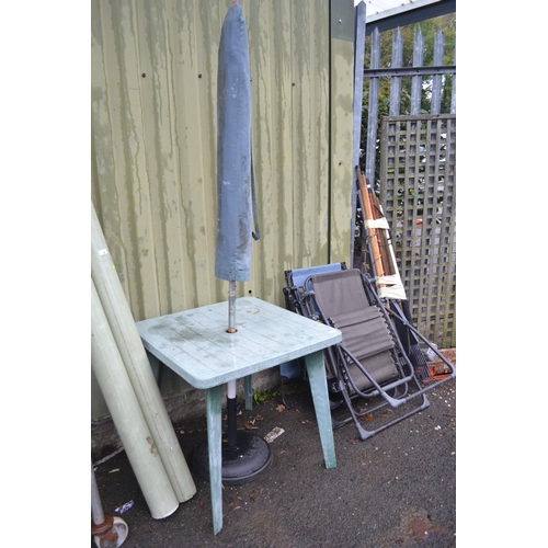 8 - Plastic garden table & parasol