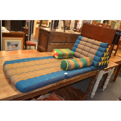 642 - Thai folding day bed, with 2 cushions and back rest