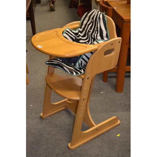 648 - Beech adjustable high chair