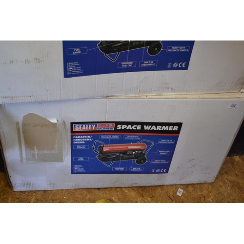 124 - Sealey AB1008 100,000Btu/hr Space Warmer® Paraffin/Kerosene/Diesel Heater with Wheels. New &... 