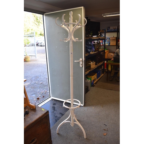 128 - White painted hat & coat stand