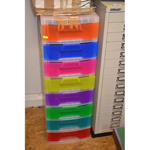 132 - 8 drawer plastic unit. H89cm.