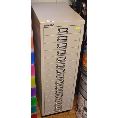 134 - 15 drawer Bisley unit. H95cm.