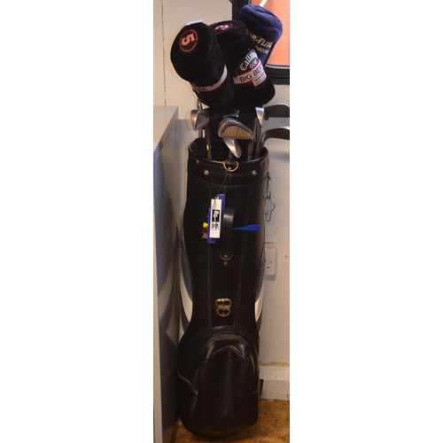 136 - Spa Royal Sport golf bag with mostly Calculus clubs, 2 Callaway woods.
