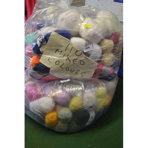 144 - 2 bags of mixed colour yarn