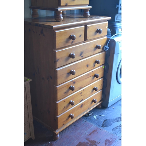 158 - 2 over 5 pine chest of drawers. H105cm W77cm