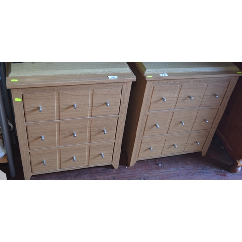 159 - 2x 3 drawer bedside units with wood effect finish. D30cm W55cm H62cm