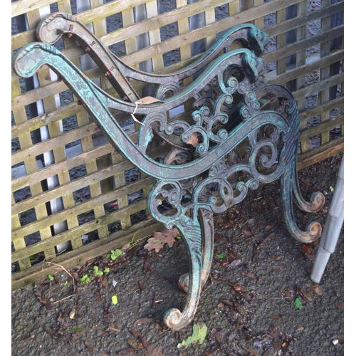 200 - Green painted metal bench ends
