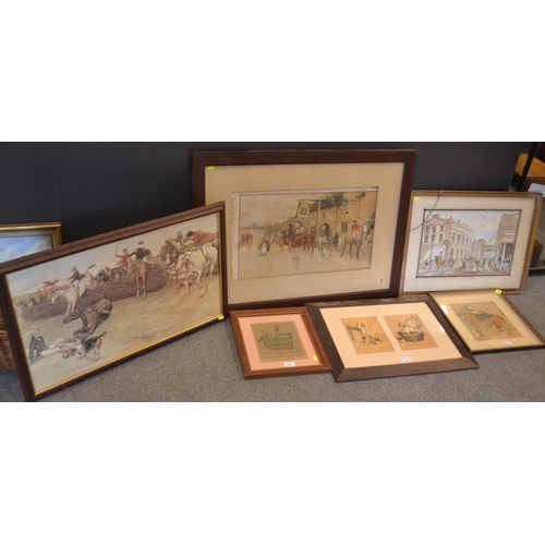 303 - 5 Cecil Aldin prints + 2 others. largest measures, 64.5cm x 90cm framed.