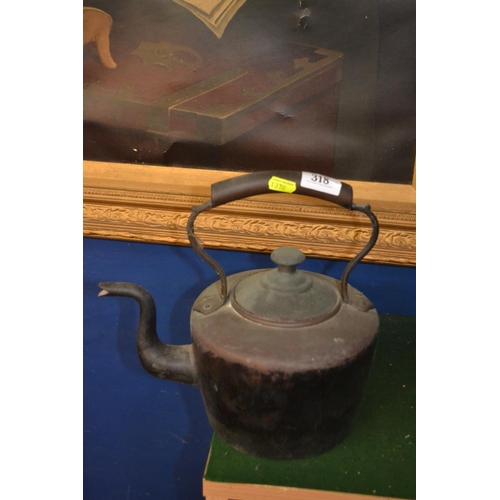 318 - Large copper kettle