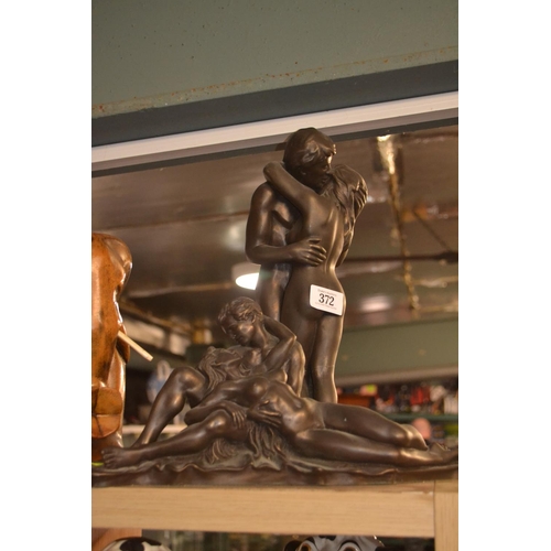 372 - 2 bronzed figurative ornaments. The Look of Love (Heredities) & Adam and Eve (repaired) signed  ... 