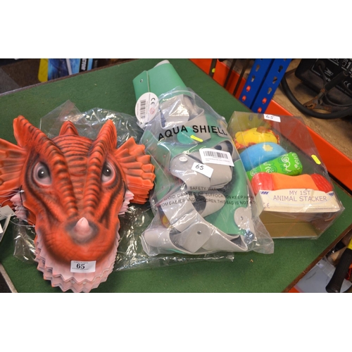 65 - Quantity of dragon masks, shields + animal stacker
