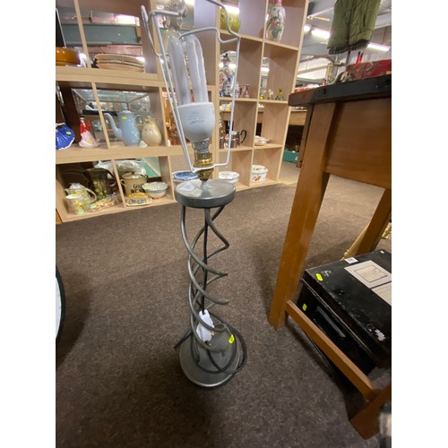 708 - Large modern twisted metal table lamp.
