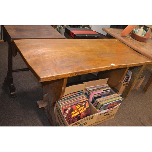 395 - Elm refectory table with warped top L135.5 x D62.5 x H75.5cm