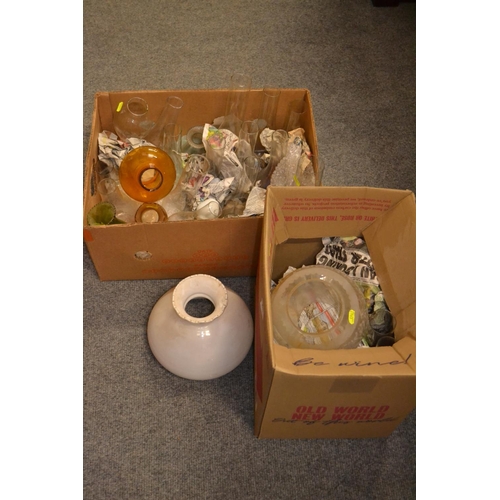 802 - Box of oil lamp flues. Various styles, types & sizes