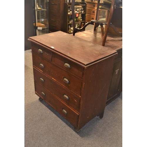 803 - 2 over 3 early c20 chest of drawers, of small proportions. W83cm D45cm H85cm