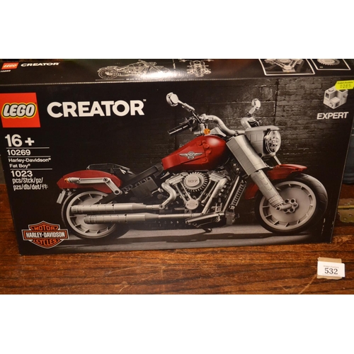 532 - Lego Creator 10269 Harley Davidson-Fat Boy with box and instructions.