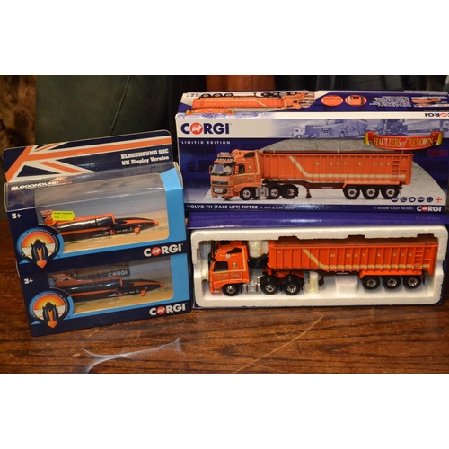 533 - 3 boxed Corgi Die cast vehicles. Inc. Bloodhound SSC & Ltd. Ed. Volvo FH (facelift) tipper.