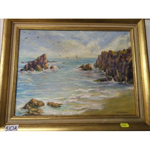 310A - G M Clarke- Oil on board of Dollar Cove, Cornwall.