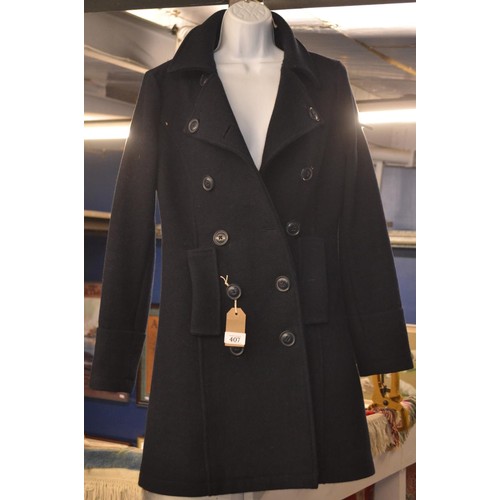 407 - Ladies navy Superdry ltd pea coat size xs.