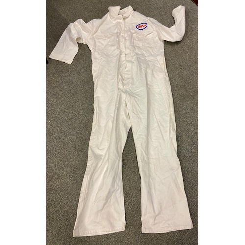 129A - White boiler suit with Esso motif patch on shoulder.