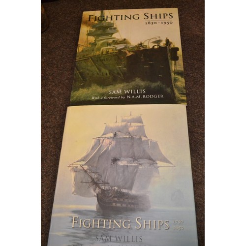 352 - Two large hard back books. Fighting ships 1850-1950 & Fighting Ships 1750-1850 by Sam Willis.