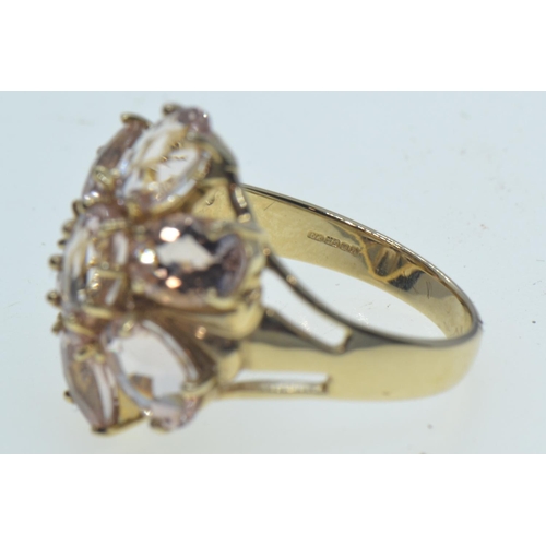 17 - 9ct gold & morganite ring, designed as a flowerhead, hallmarked Birmingham, size N, 5 grams