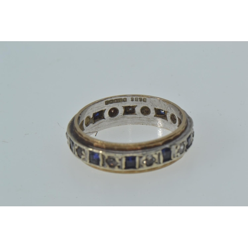 23 - Two 9ct gold rings, including: a sapphire & diamond cluster, size N & a sapphire & white... 