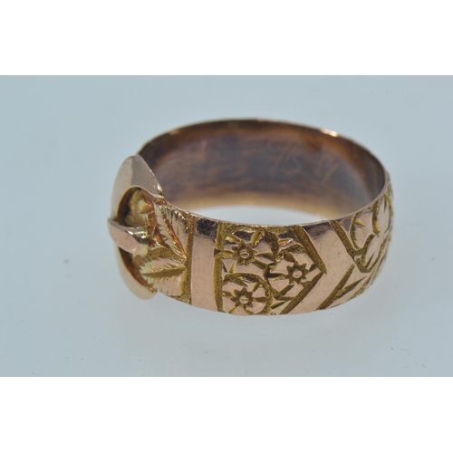 28 - 9ct rose gold buckle ring, hallmarked Birmingham 1911, size Q, 3.75 grams