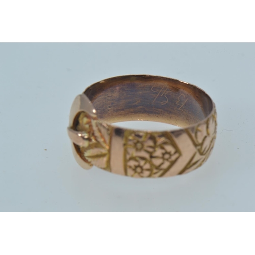 28 - 9ct rose gold buckle ring, hallmarked Birmingham 1911, size Q, 3.75 grams