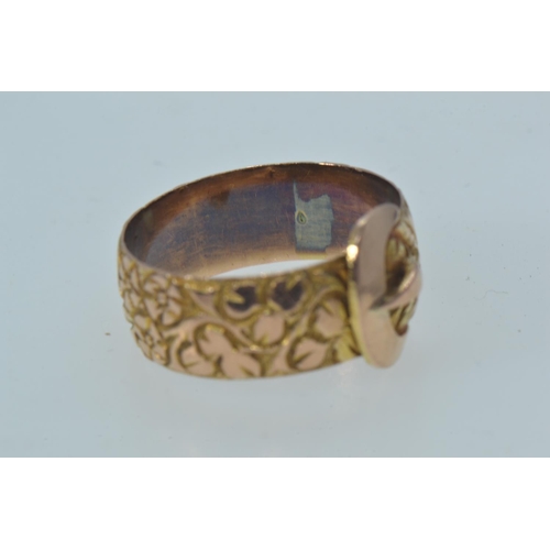 28 - 9ct rose gold buckle ring, hallmarked Birmingham 1911, size Q, 3.75 grams